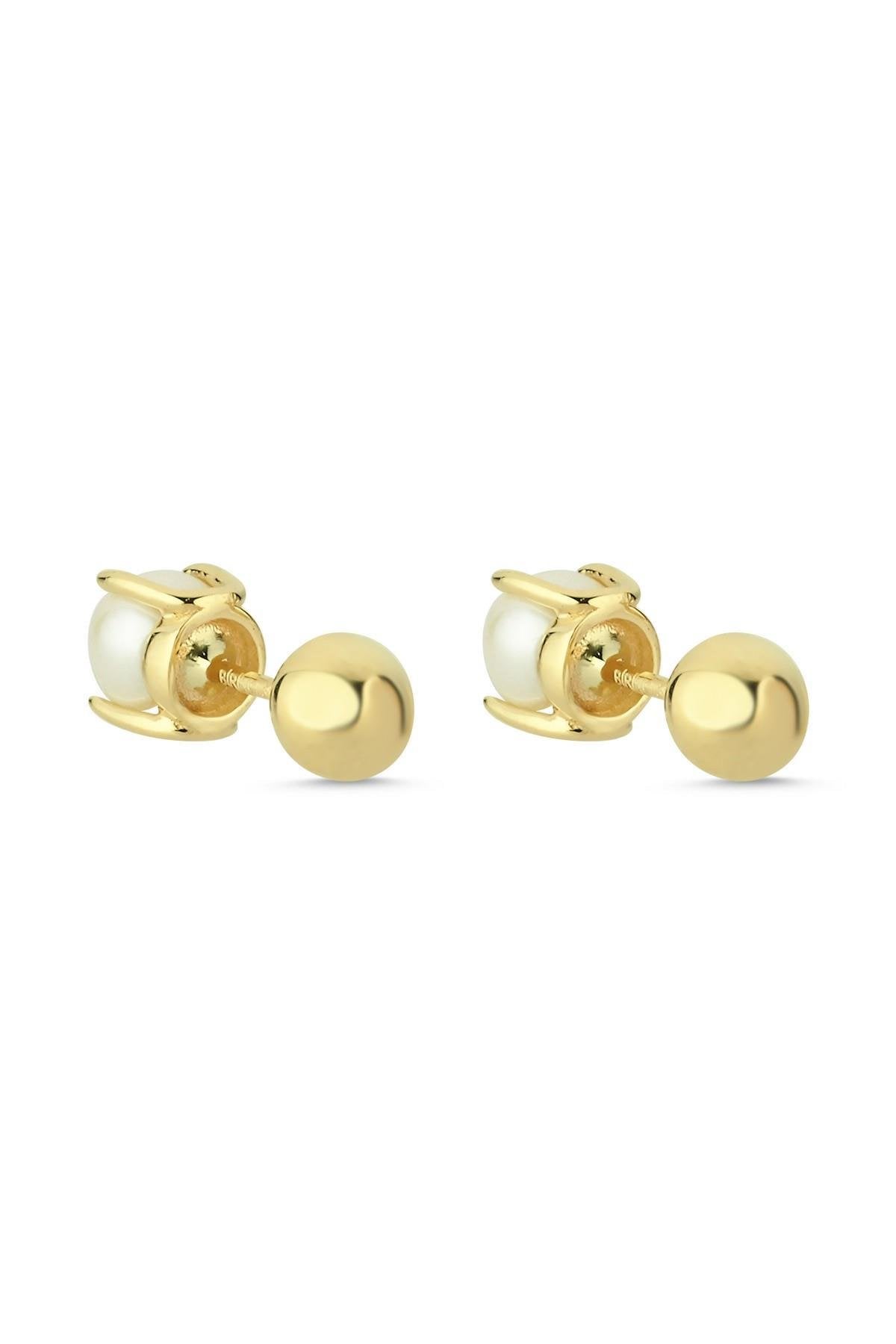 İkili Tragus Doğal İnci Çift Taraflı Top Piercing