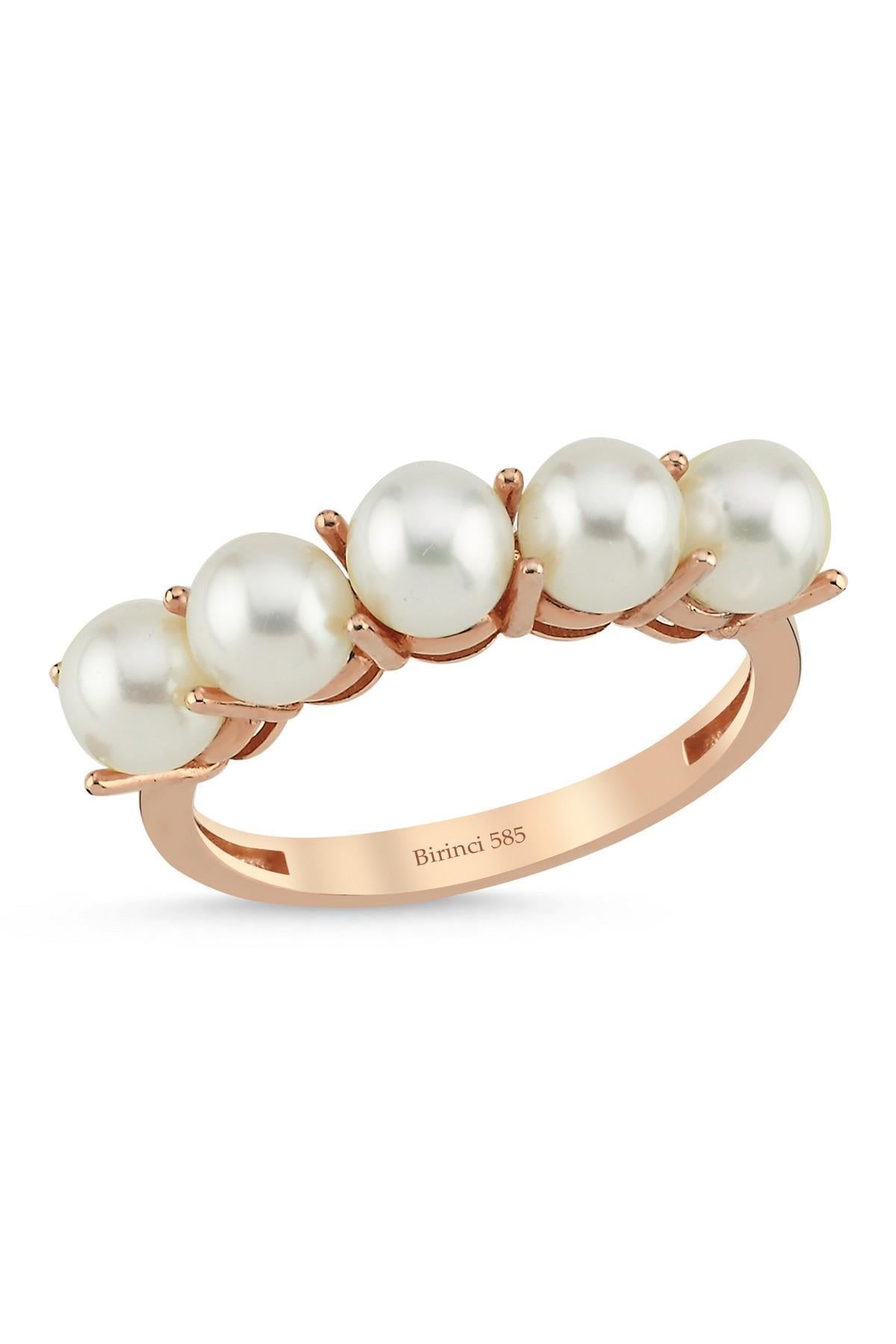 Large Beş Doğal İncili Yüzük