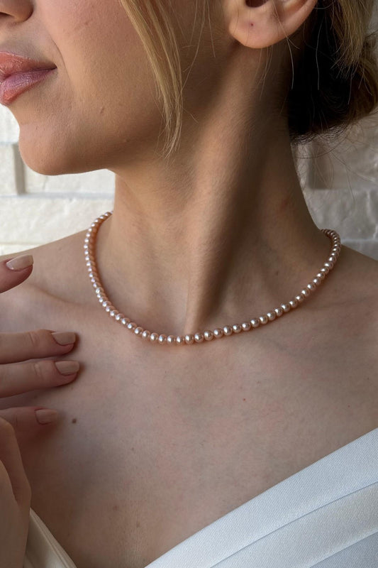 Pembe Doğal İnci Kolye