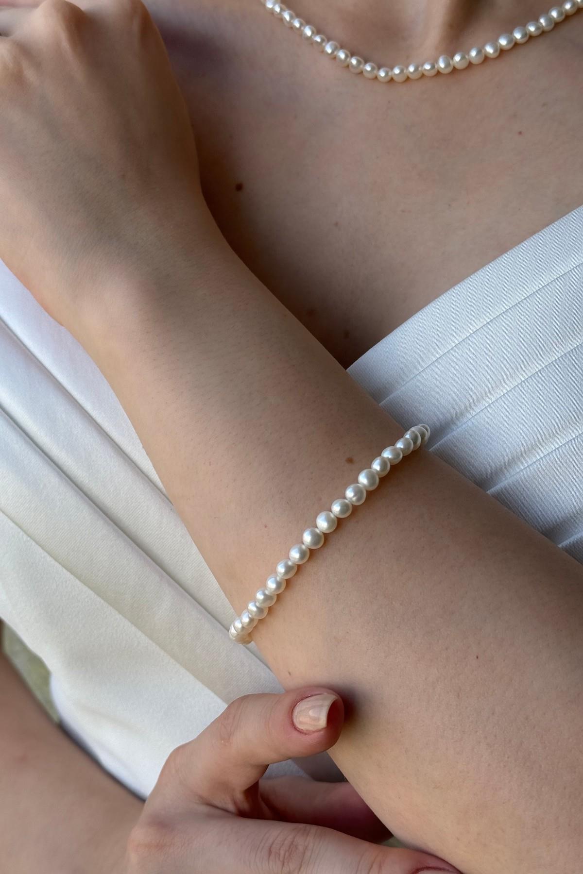 Sıralı İnci Kolye Bileklik İkili Set