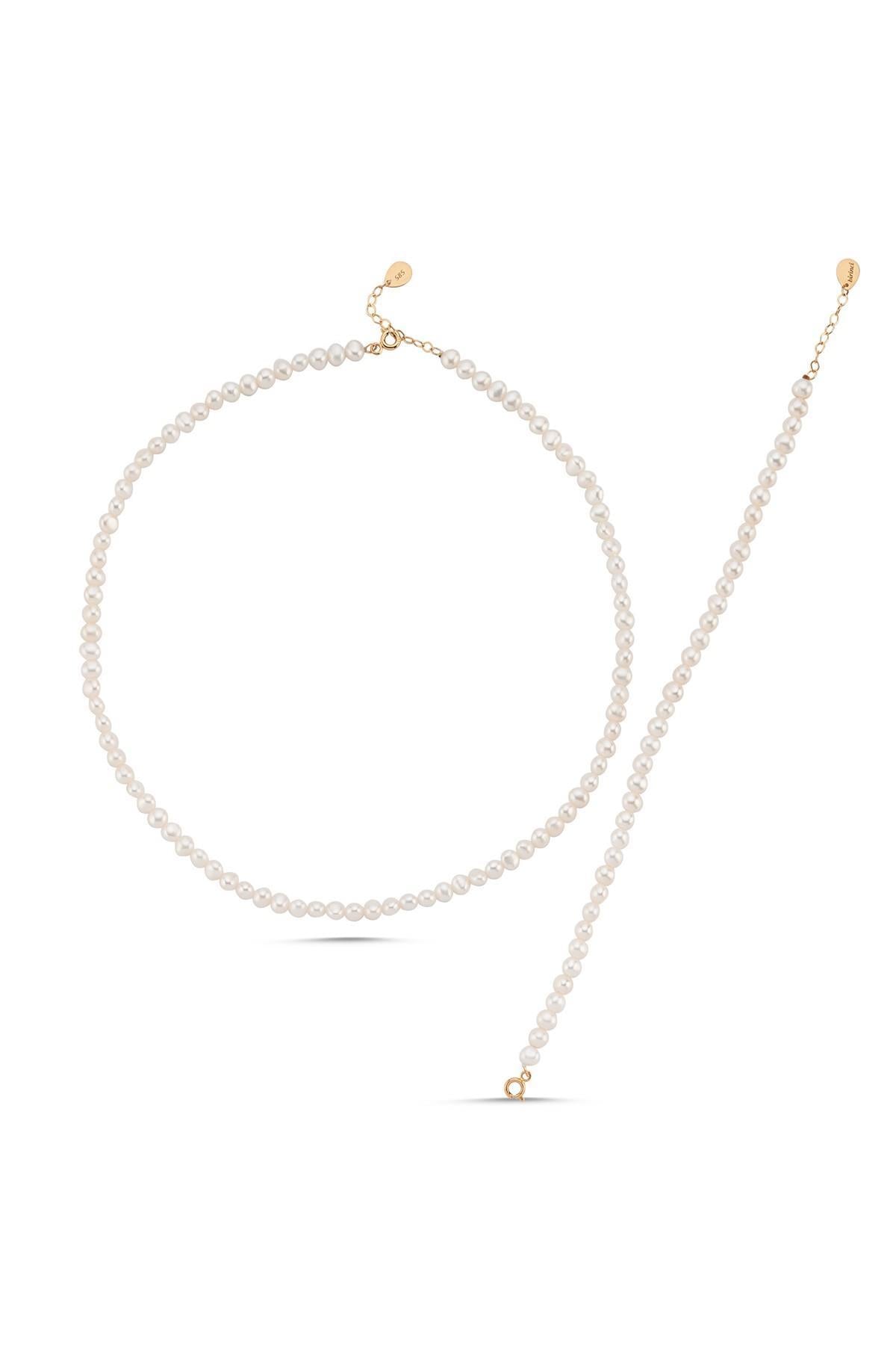 Sıralı İnci Kolye Bileklik İkili Set