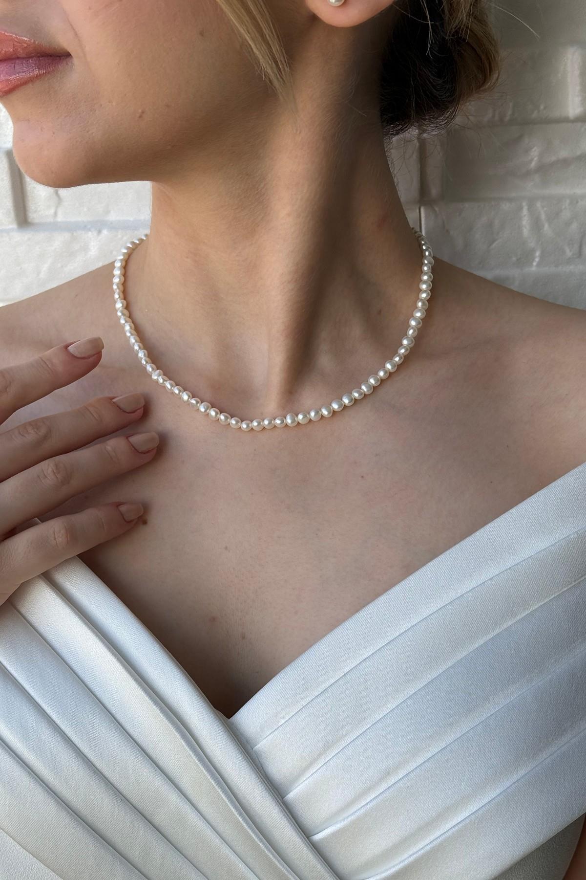 Sıralı İnci Kolye Bileklik İkili Set