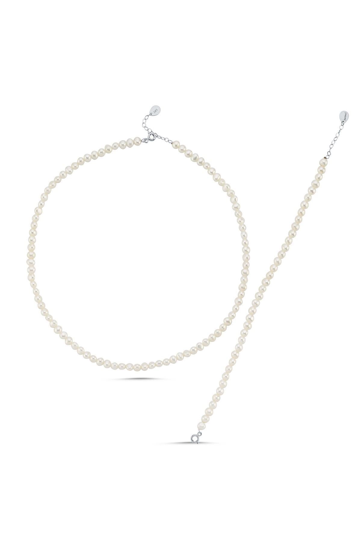 Sıralı İnci Kolye Bileklik İkili Set