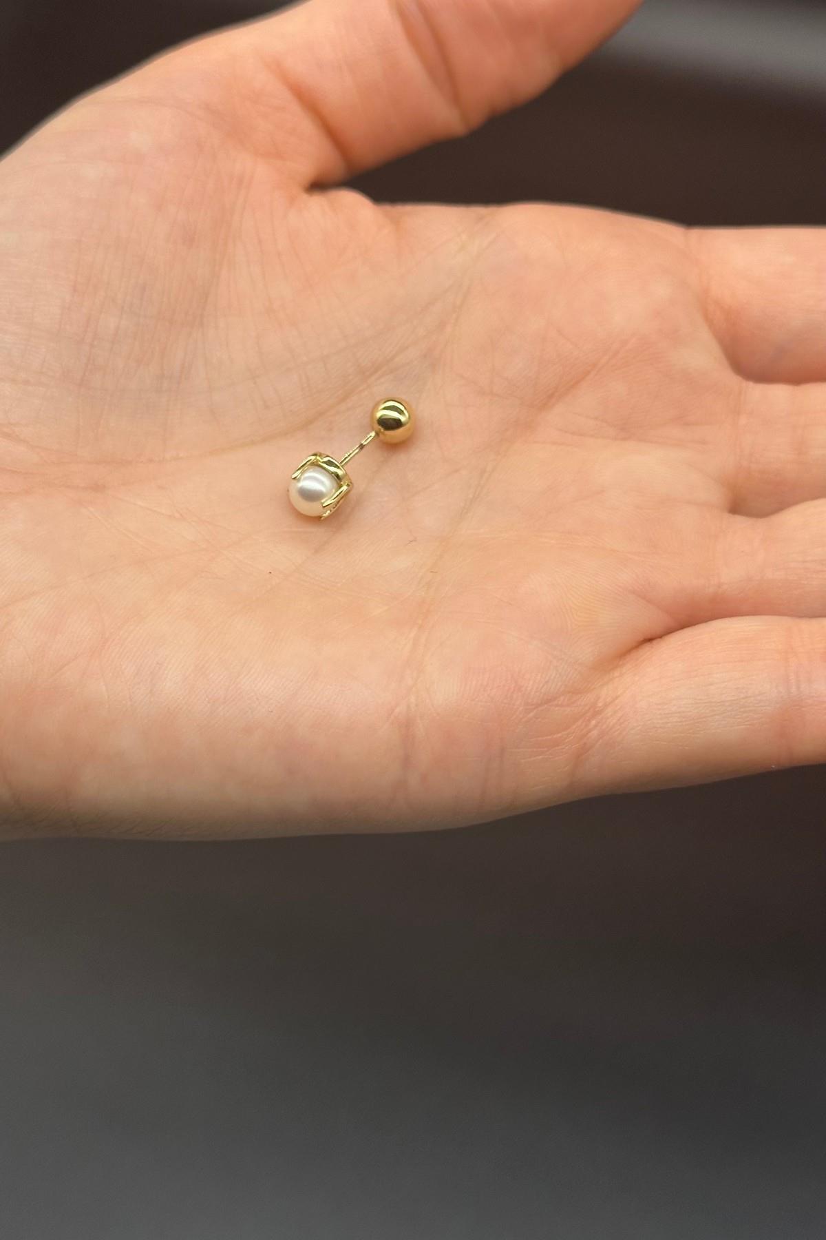 Tragus Doğal İnci Çift Taraflı Top Piercing