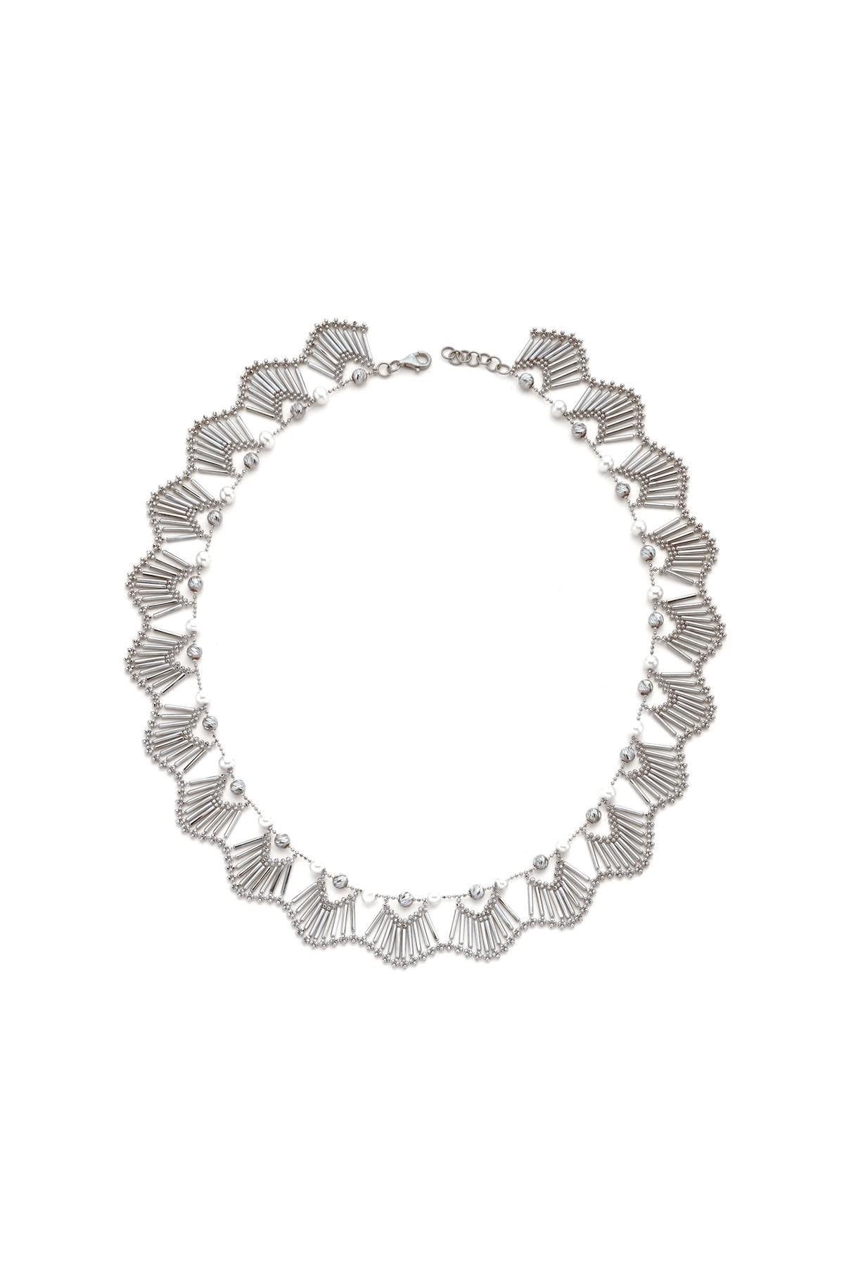 Yelpaze Modelli Doğal İnci Kolye