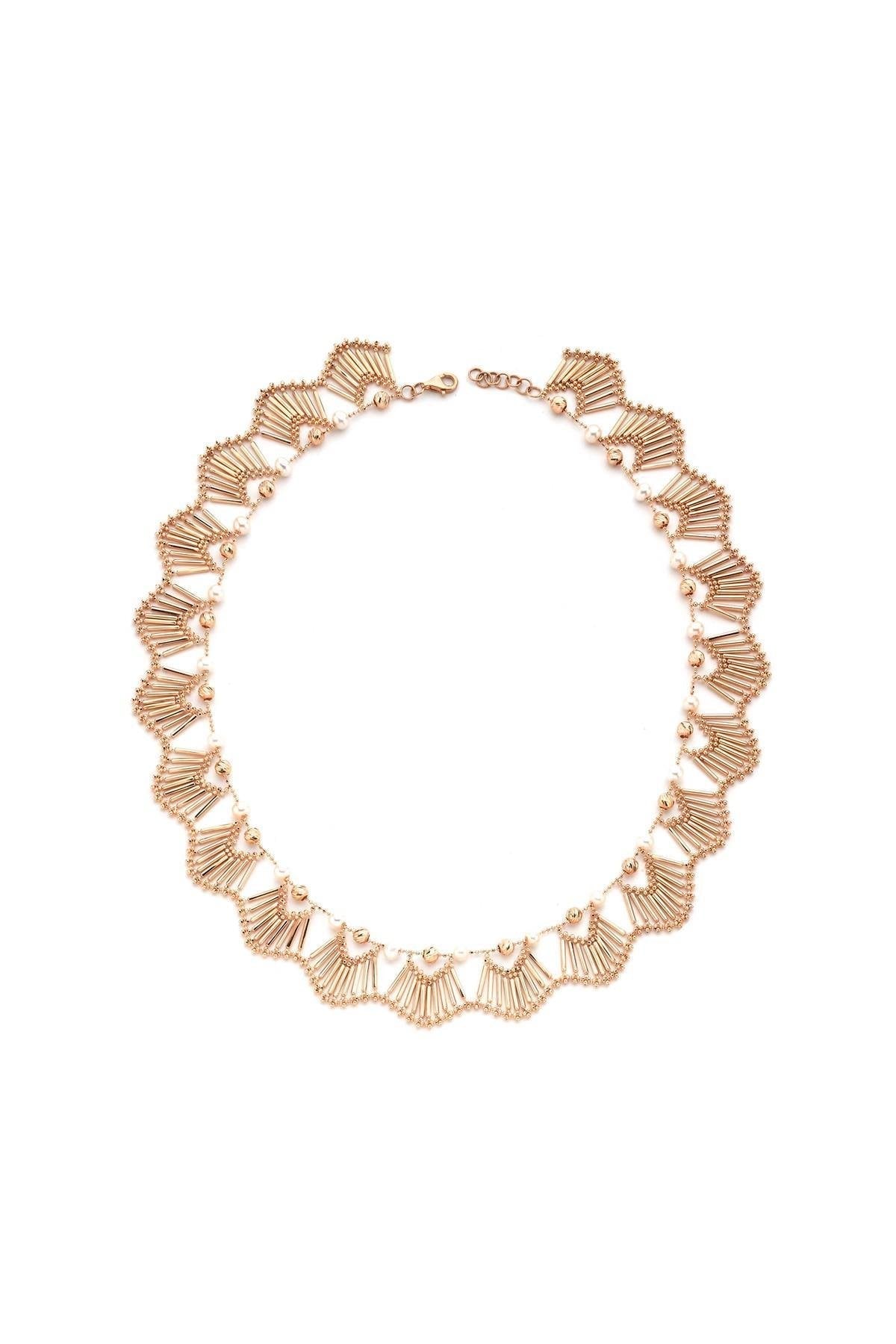 Yelpaze Modelli Doğal İnci Kolye