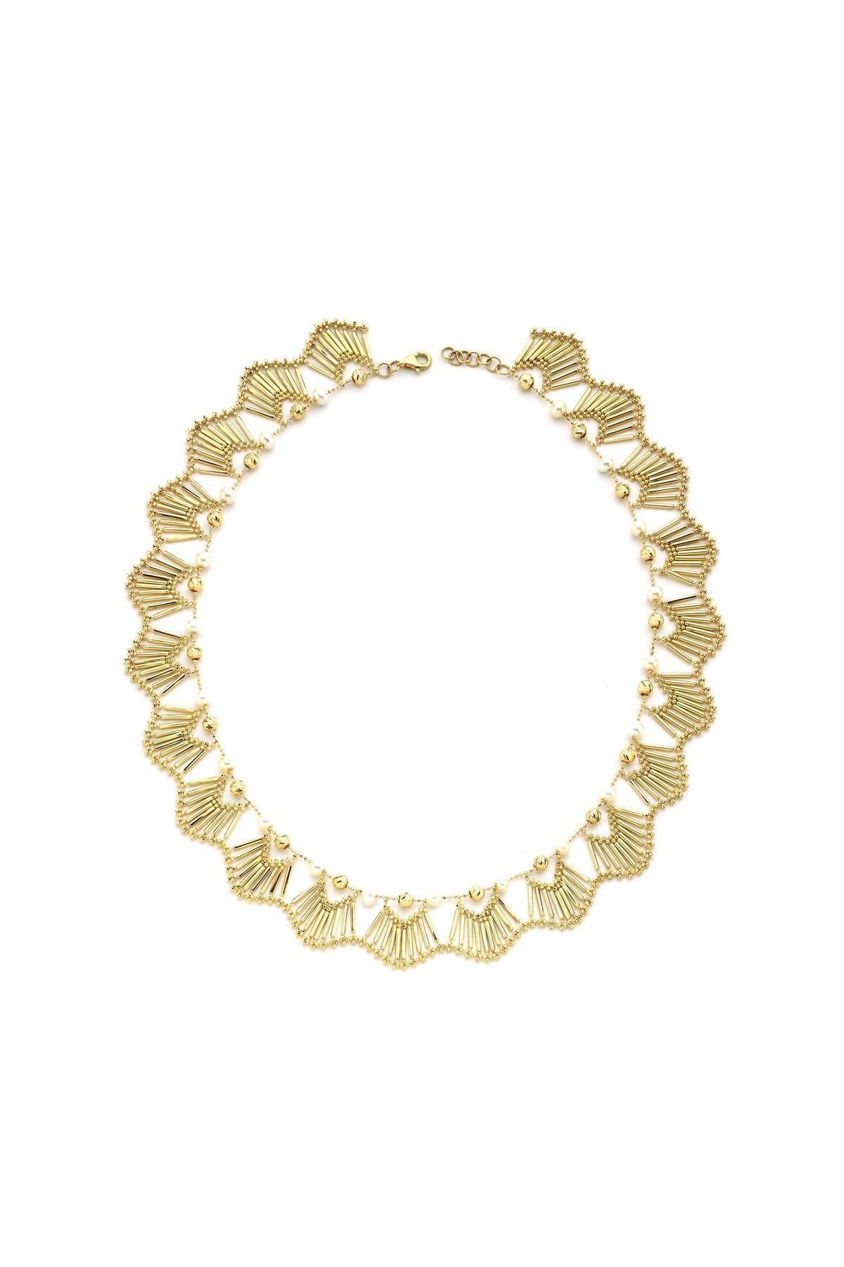 Yelpaze Modelli Doğal İnci Kolye