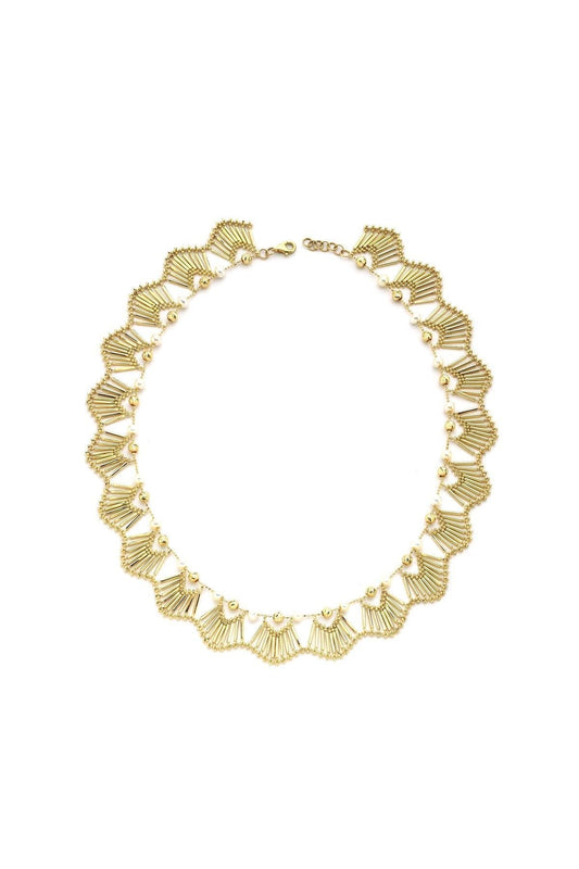 Yelpaze Modelli Doğal İnci Kolye