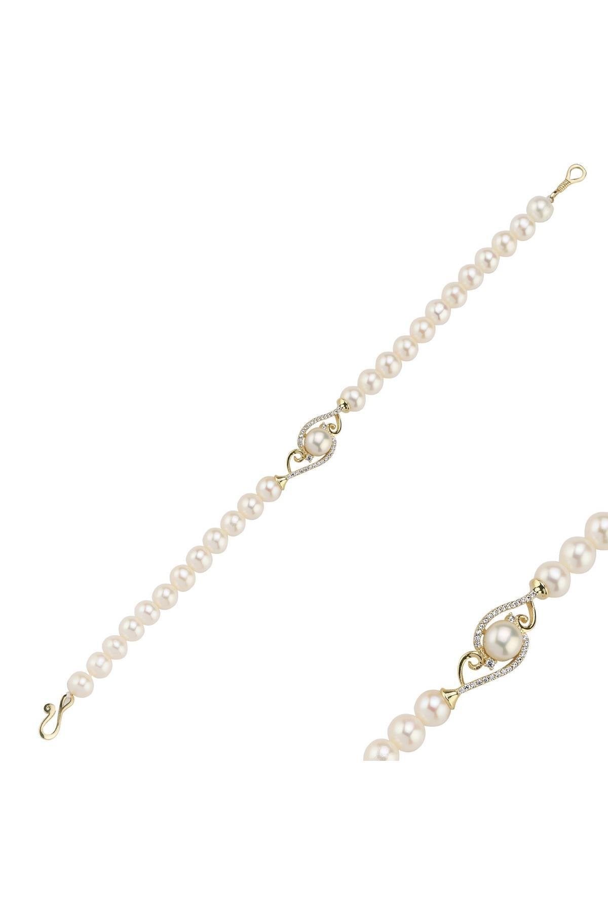 Zirkon Taşlı Doğal İnci Bileklik