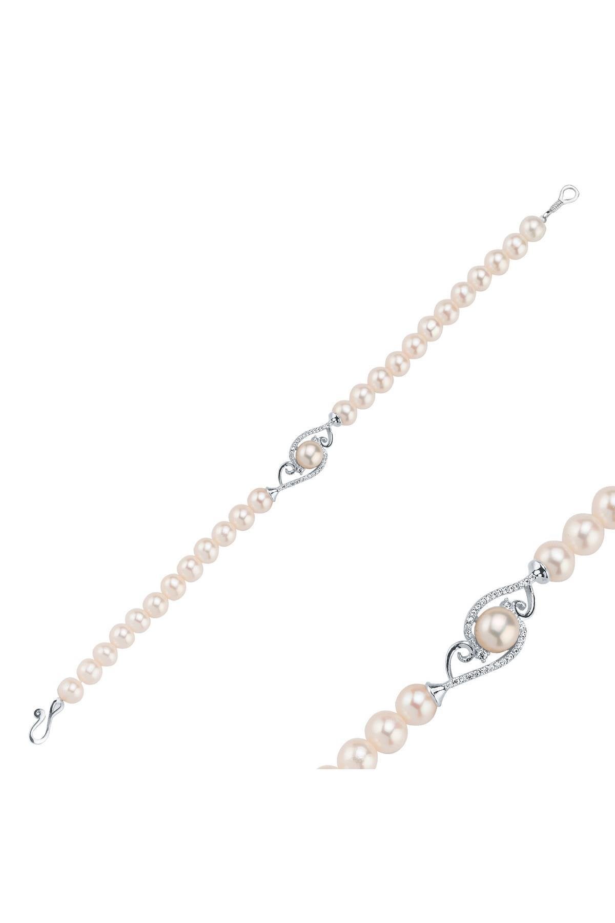 Zirkon Taşlı Doğal İnci Bileklik