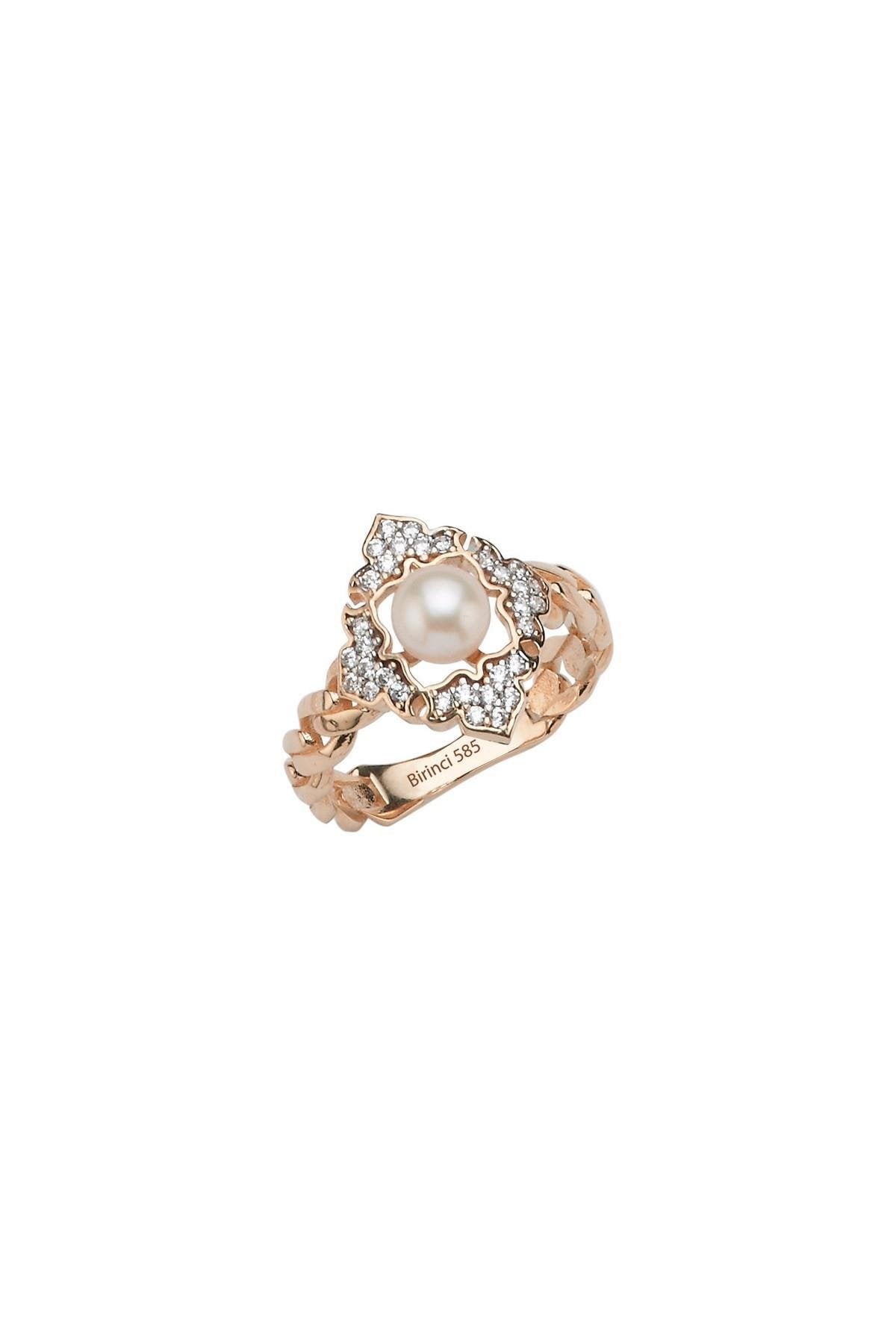 Baget Taşlı Doğal İnci Yüzük