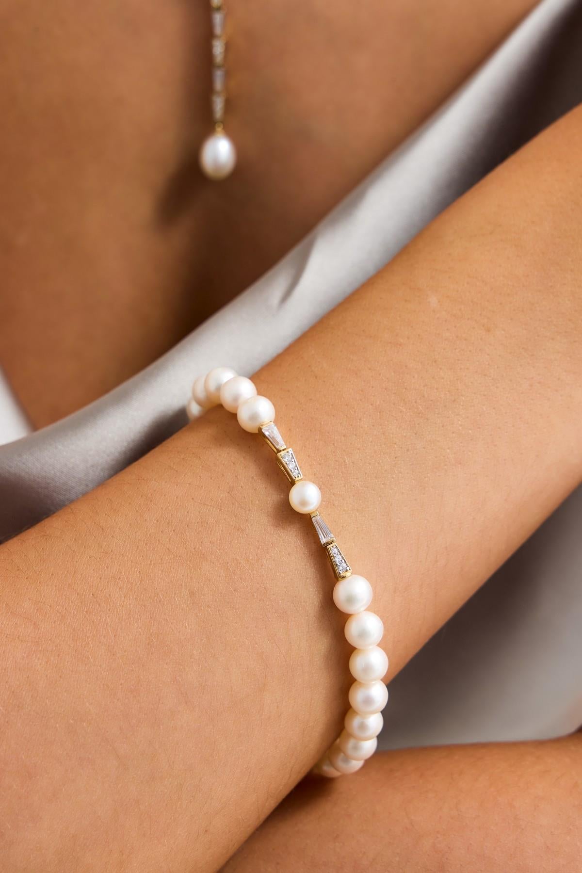 Baget Zirkon Taşlı Doğal İnci Küpe Kolye Bileklik Yüzük Dörtlü Set