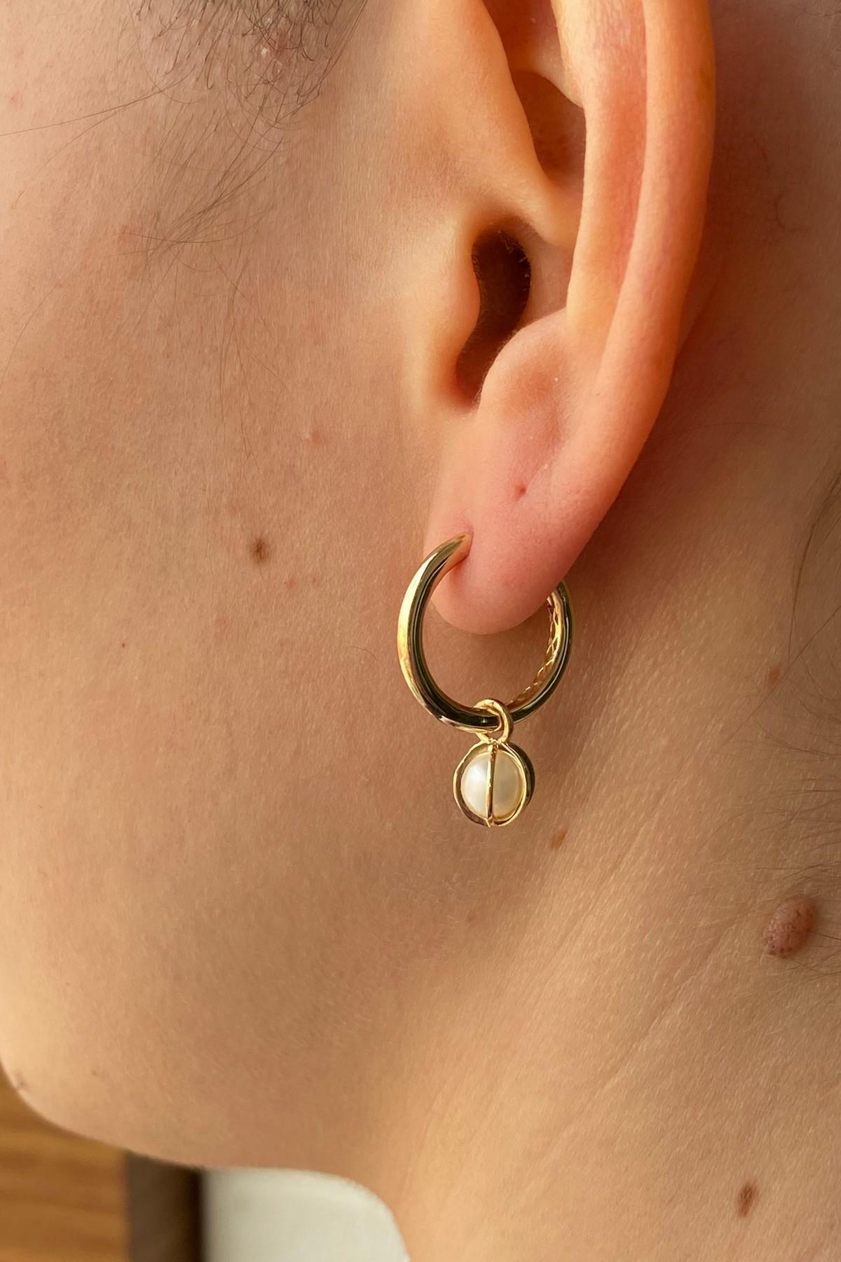 Büyük Halkalı Doğal İnci Küpe