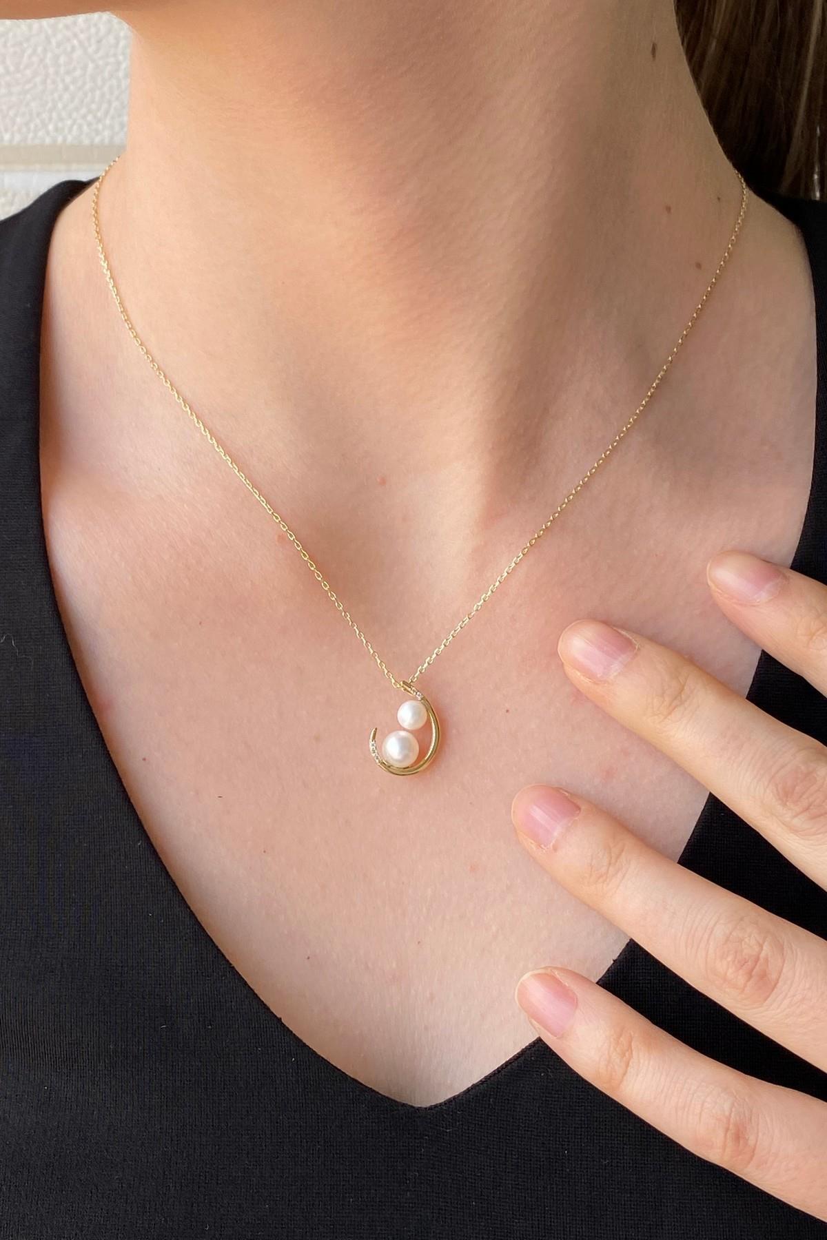 Çift Doğal İncili Kolye