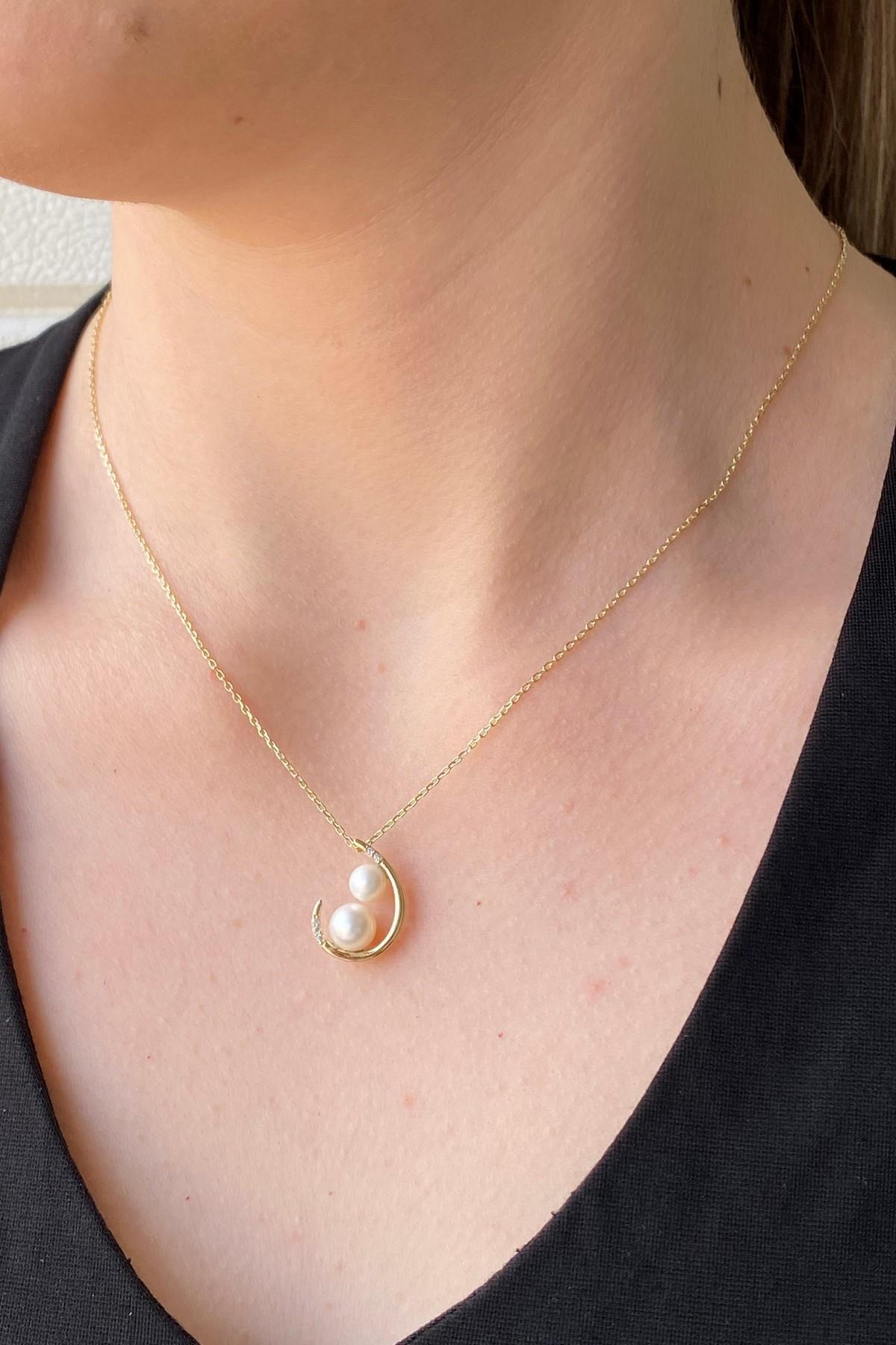 Çift Doğal İncili Kolye