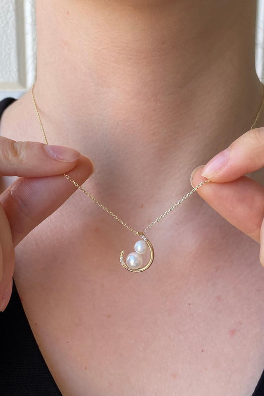 Çift Doğal İncili Kolye