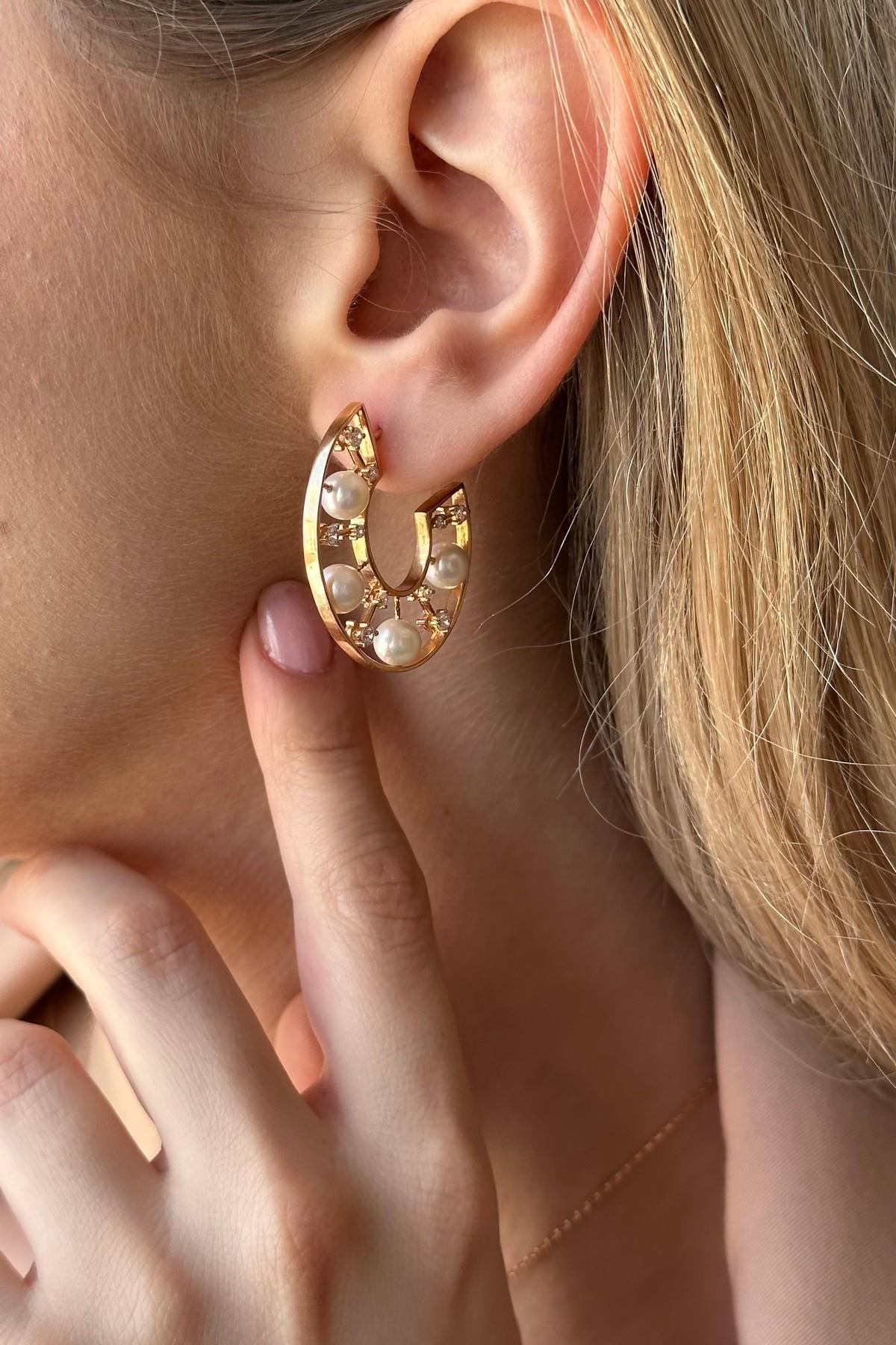 Doğal İnci Ay Küpe