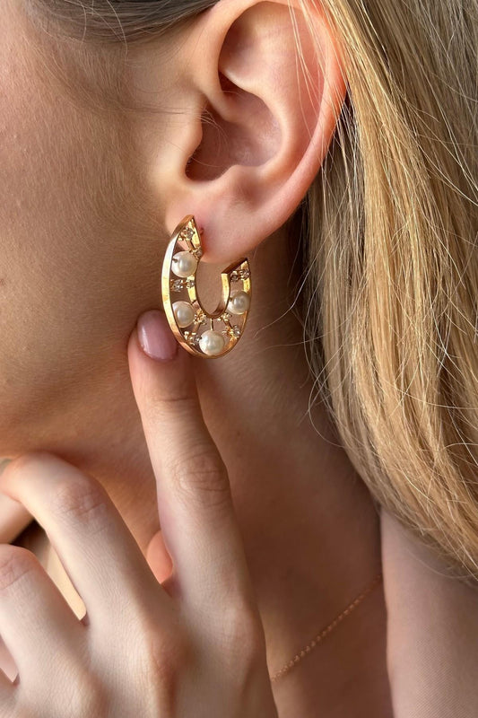 Doğal İnci Ay Küpe