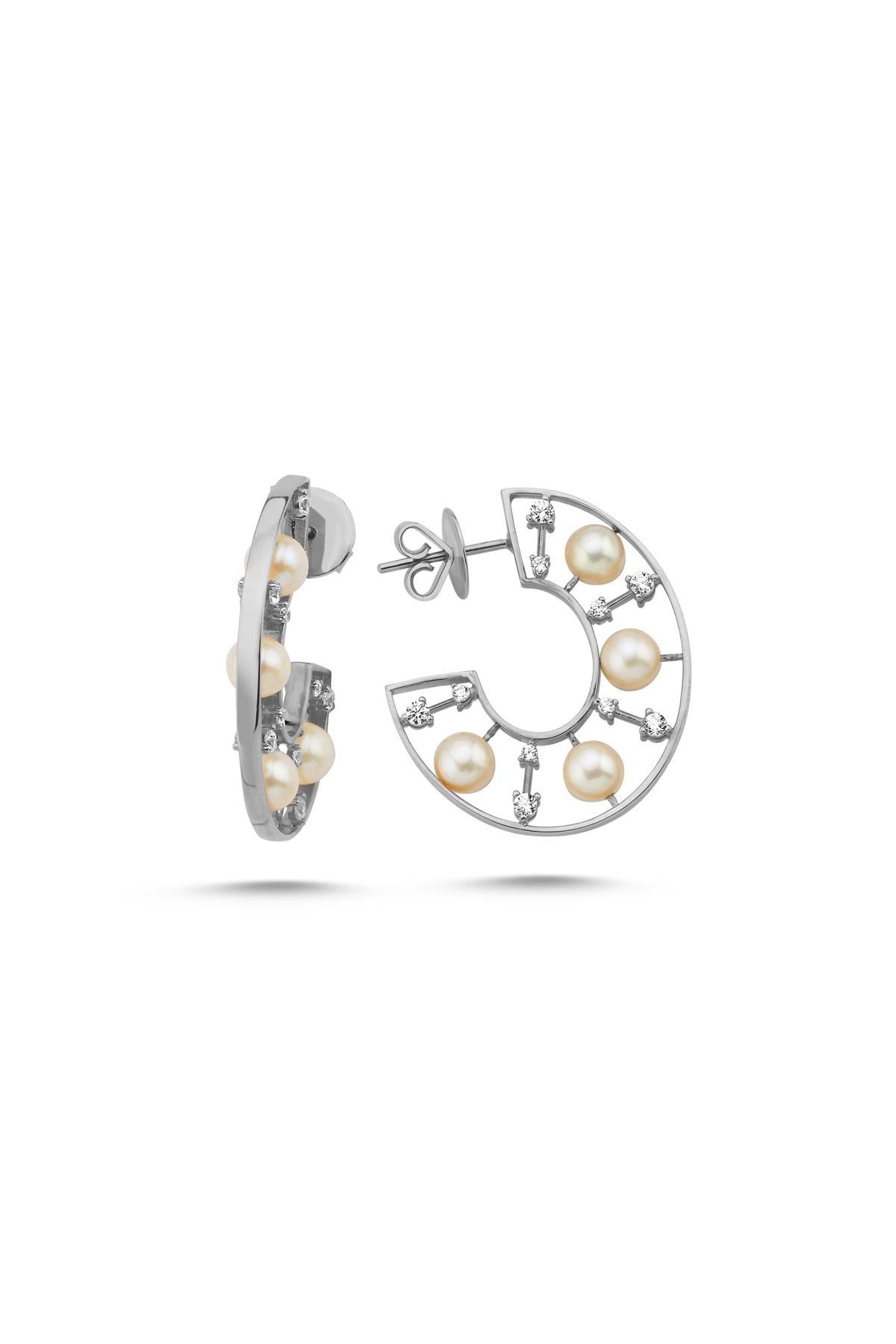 Doğal İnci Ay Küpe