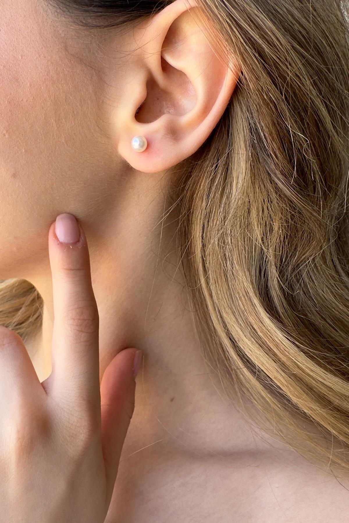 Doğal İnci Top Küpe