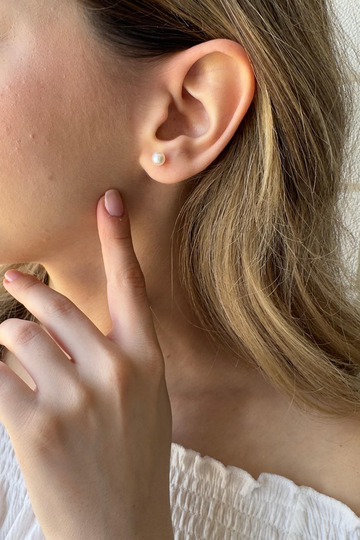 Doğal İnci Top Küpe