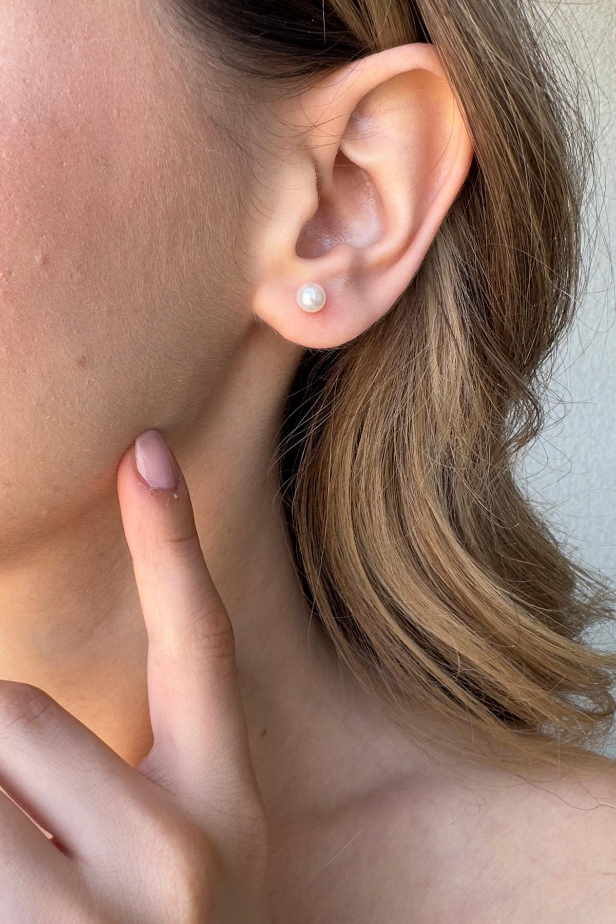 Doğal İnci Top Küpe