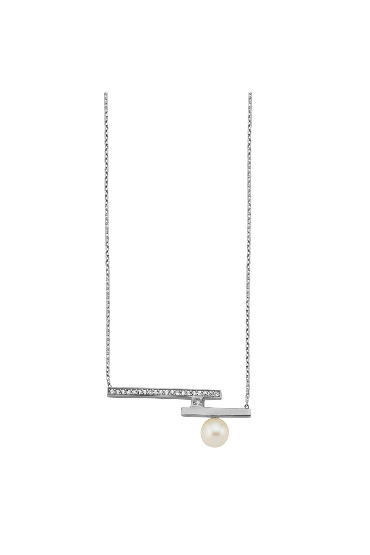 Doğal İnci Zirkon Taşlı Kolye