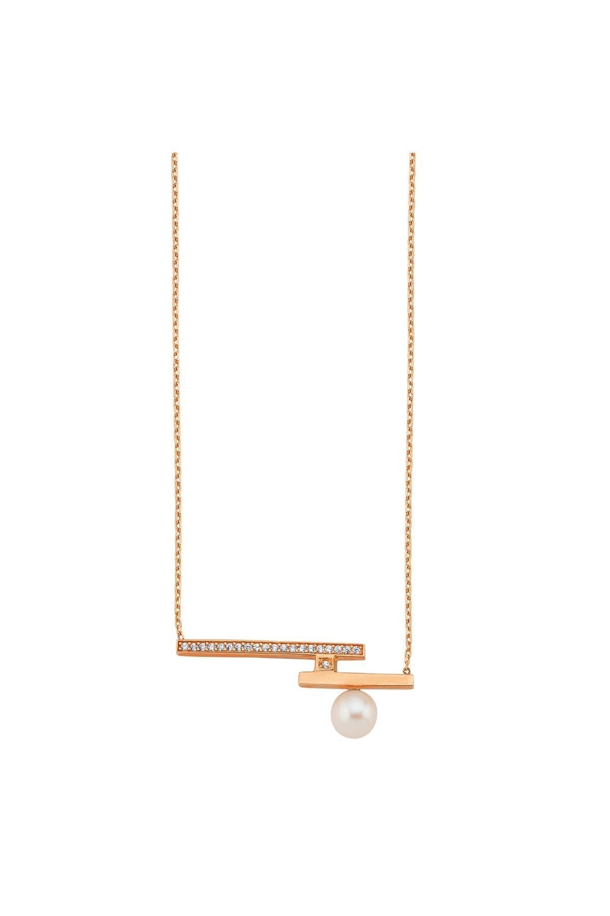 Doğal İnci Zirkon Taşlı Kolye