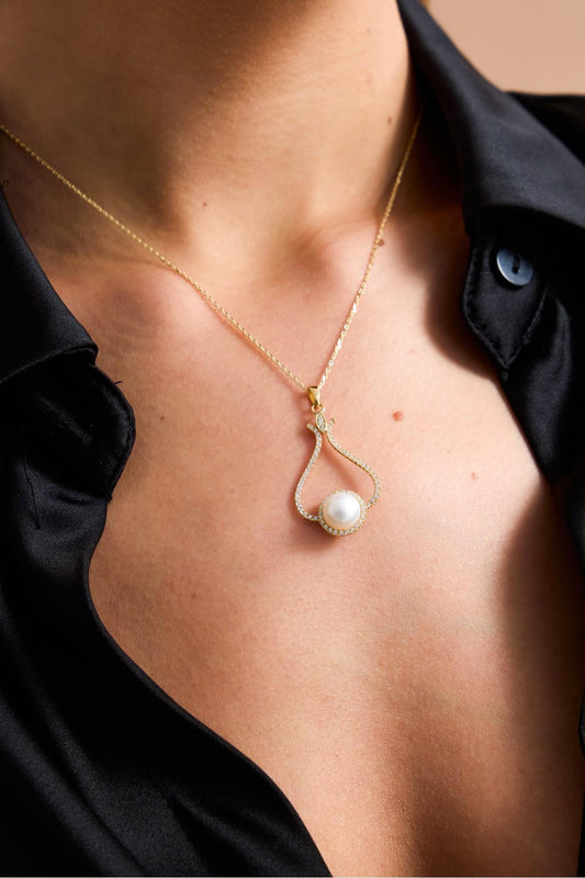 Lale Taşlı Doğal İnci Kolye