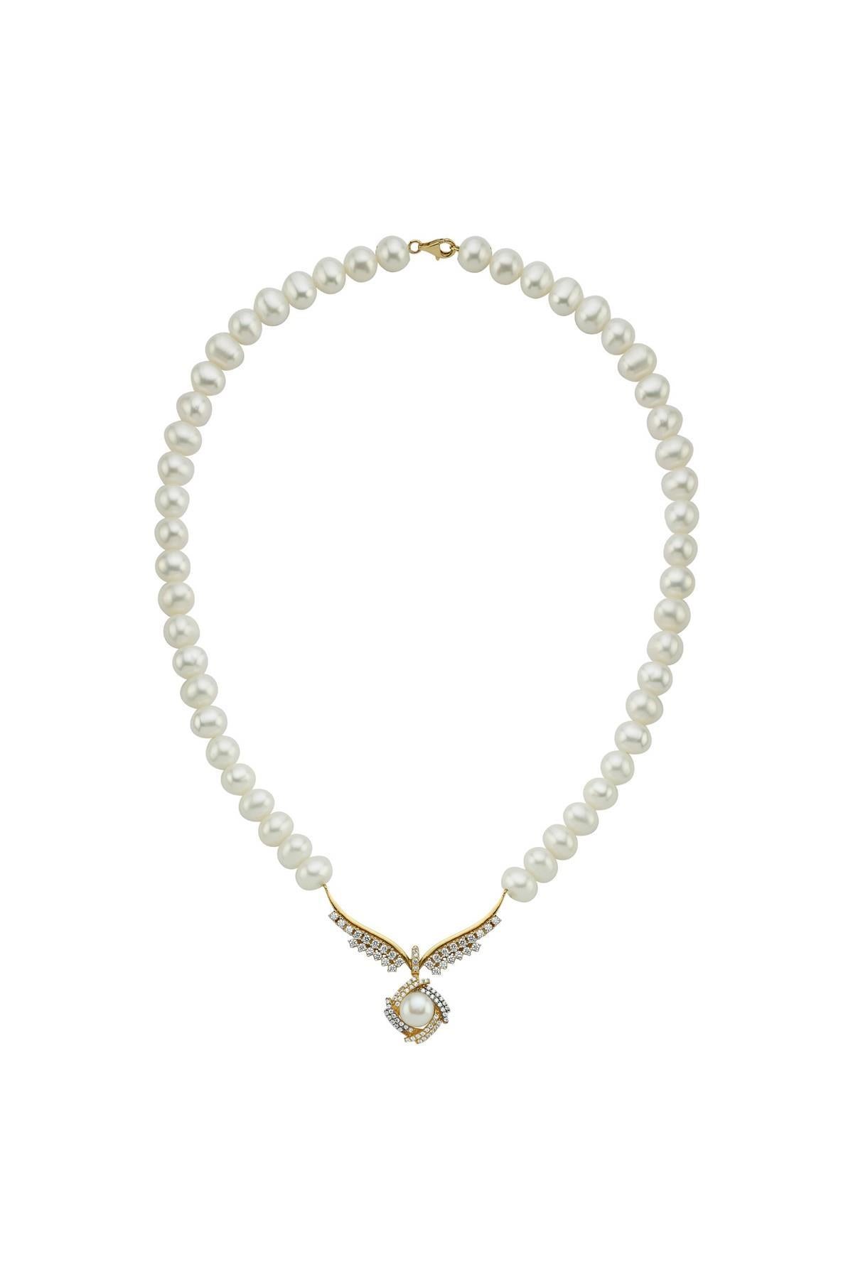 Rüzgar Gülü Doğal İnci Kolye