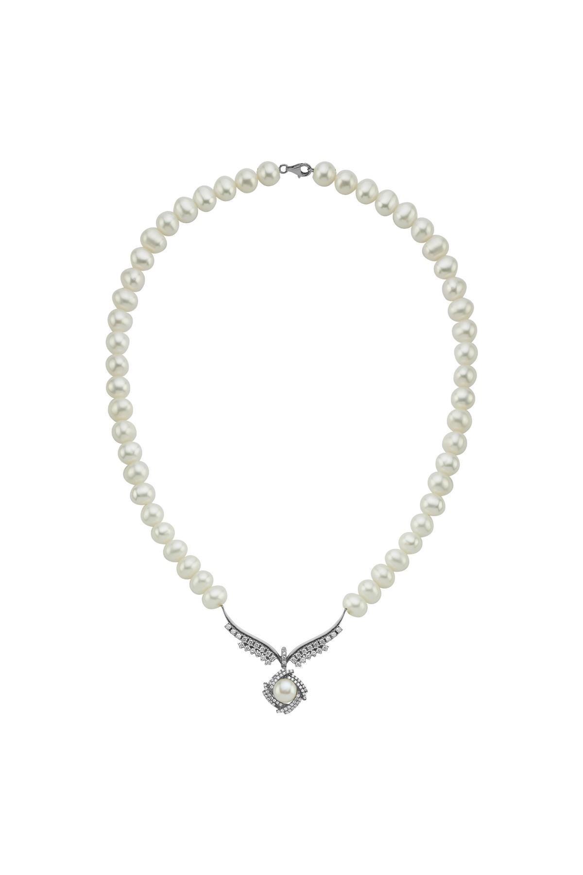 Rüzgar Gülü Doğal İnci Kolye