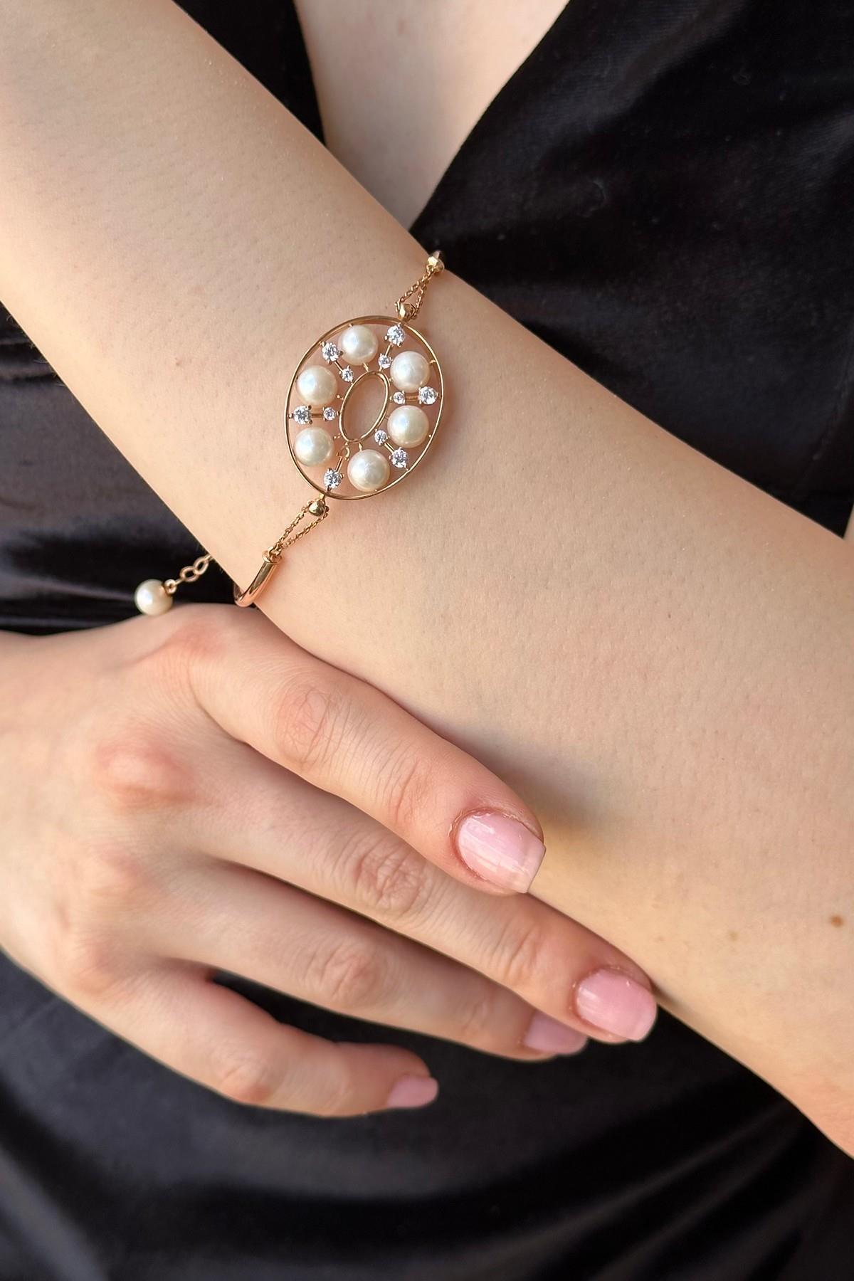 Tasarımlı Doğal İncili Kolye Bileklik İkili Set