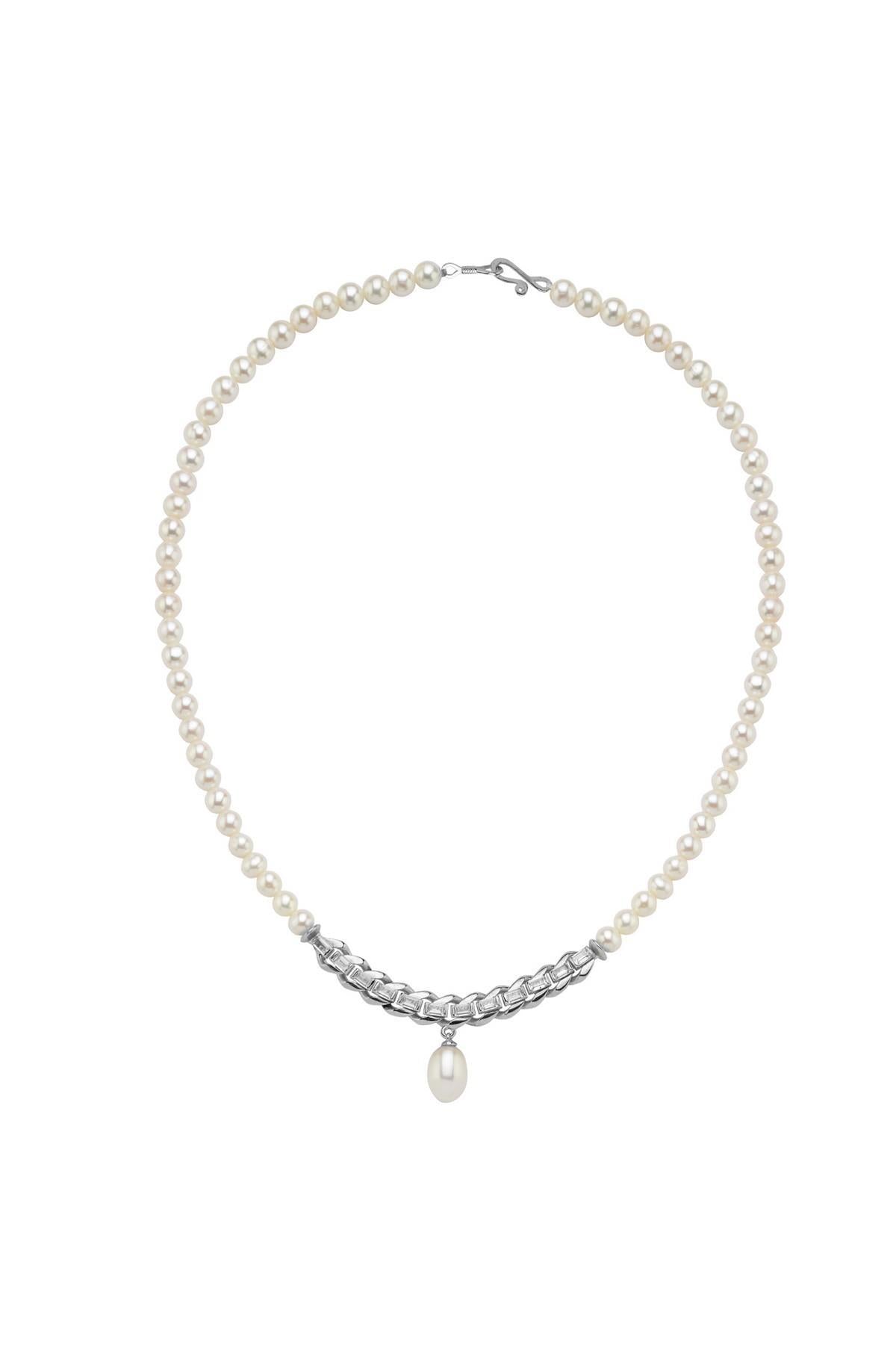 Tek Sıra Baget Doğal İnci Kolye