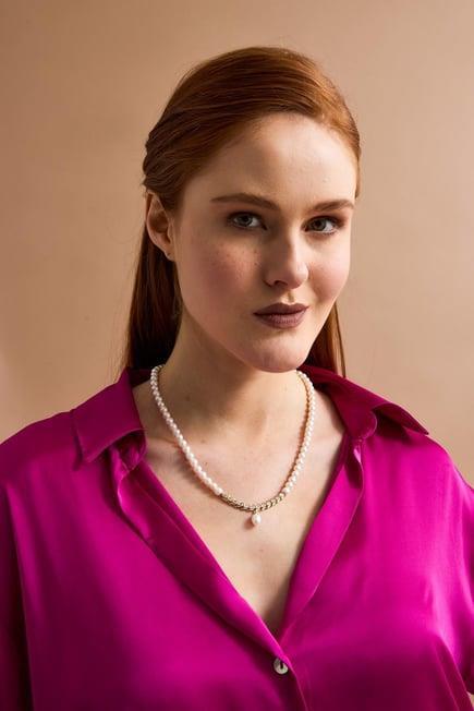 Tek Sıra Baget Doğal İnci Kolye