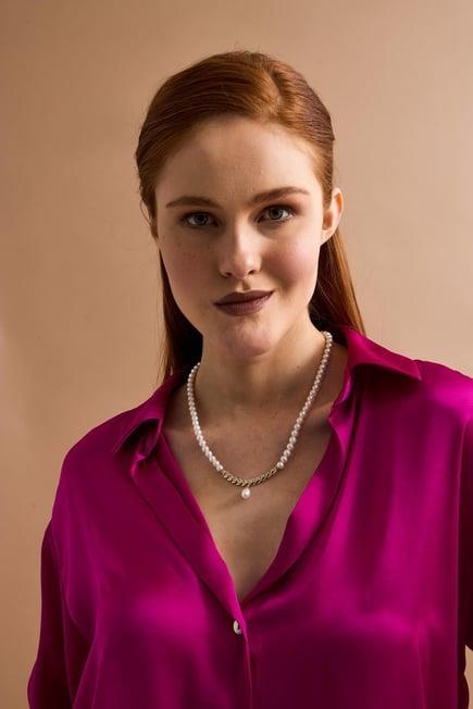 Tek Sıra Baget Doğal İnci Kolye