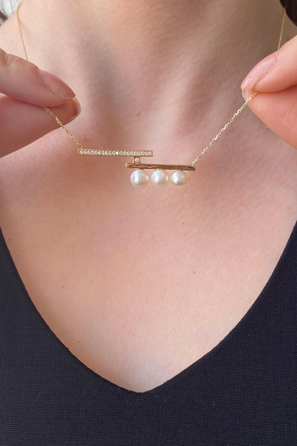 Üç Doğal İncili Kolye