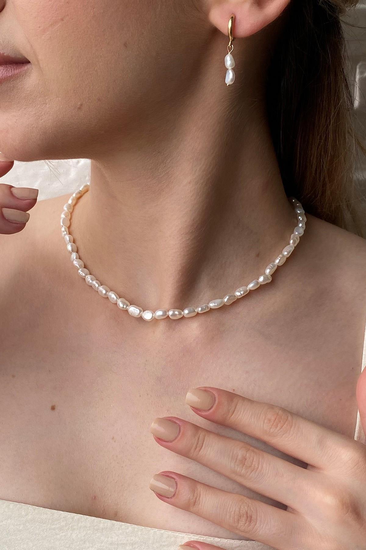 Yassı Barok İnci Küpe