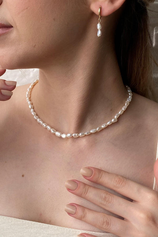 Yassı Barok İnci Küpe