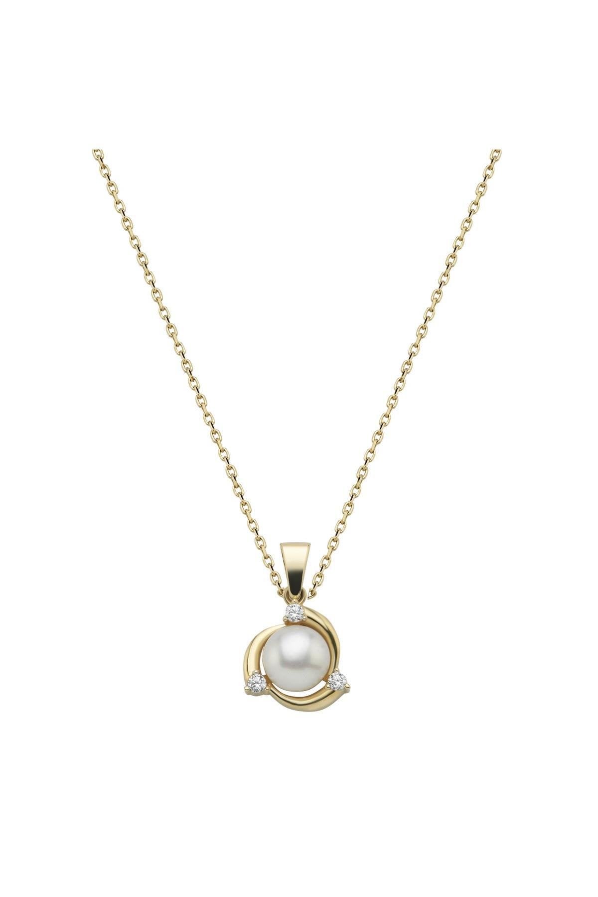 Zirkon Taşlı Doğal İnci Kolye