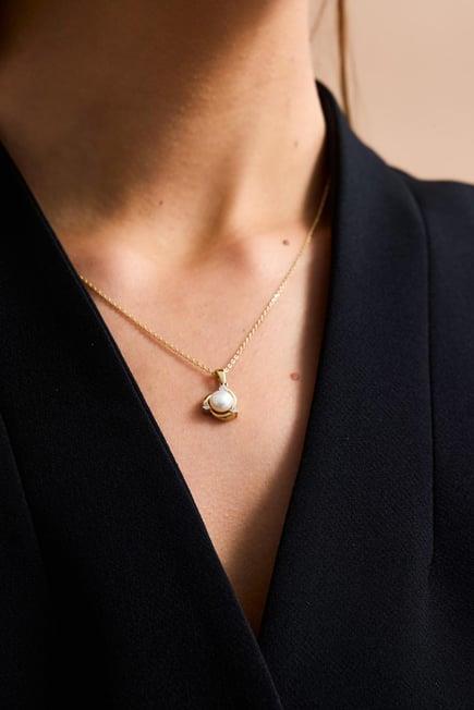 Zirkon Taşlı Doğal İnci Kolye