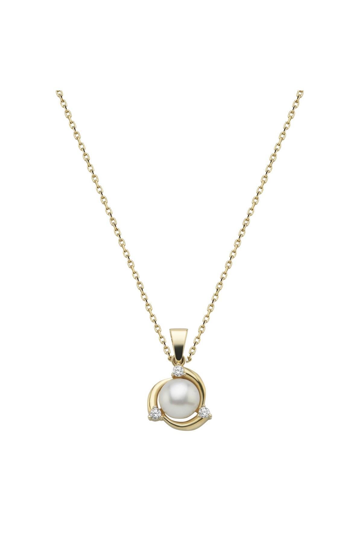 Zirkon Taşlı Doğal İnci Kolye