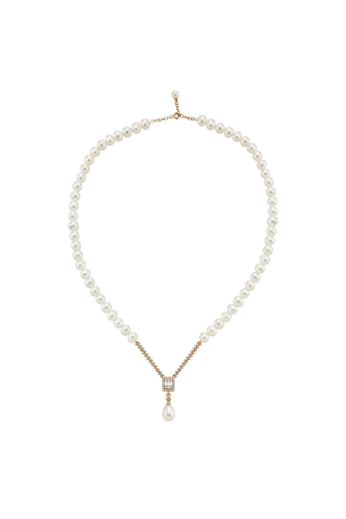 Baget Doğal İnci Sallantılı Kolye