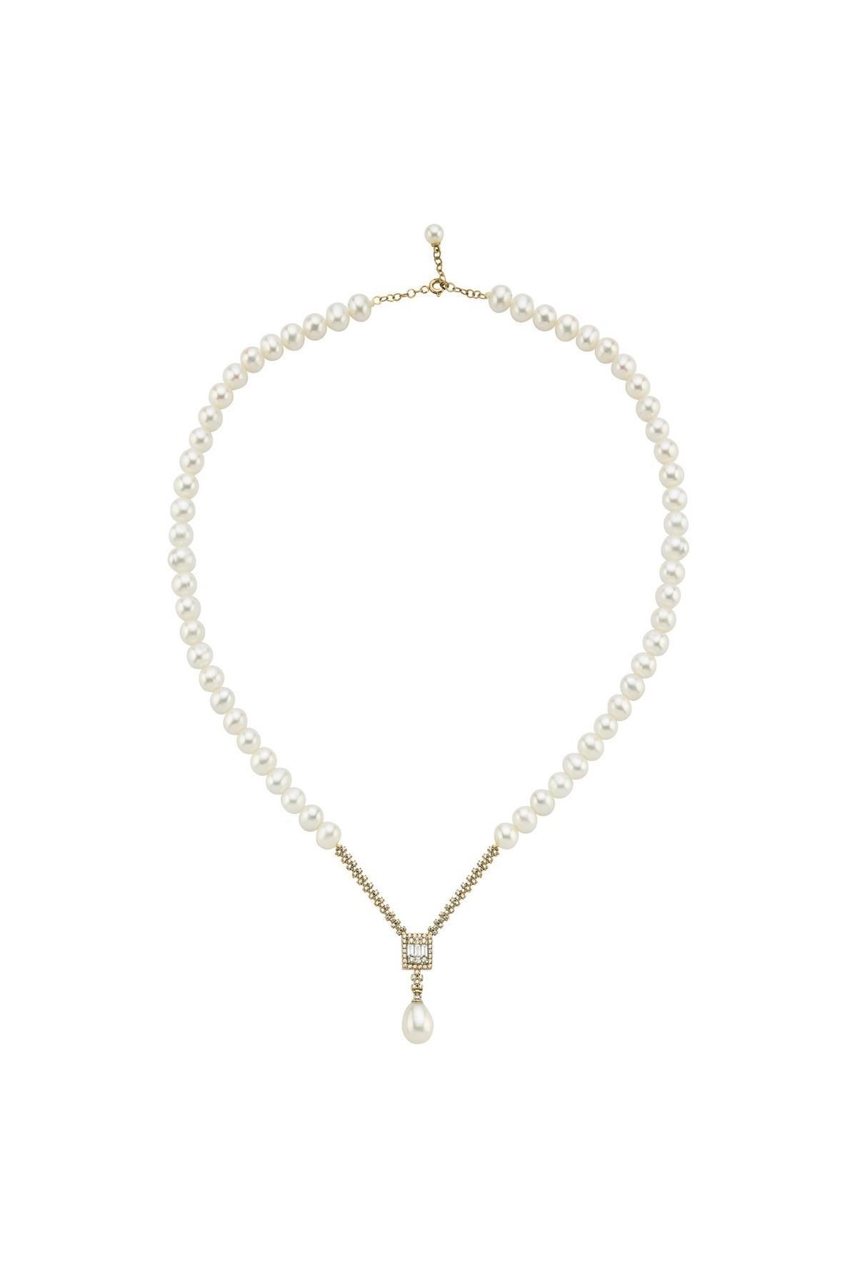 Baget Doğal İnci Sallantılı Kolye