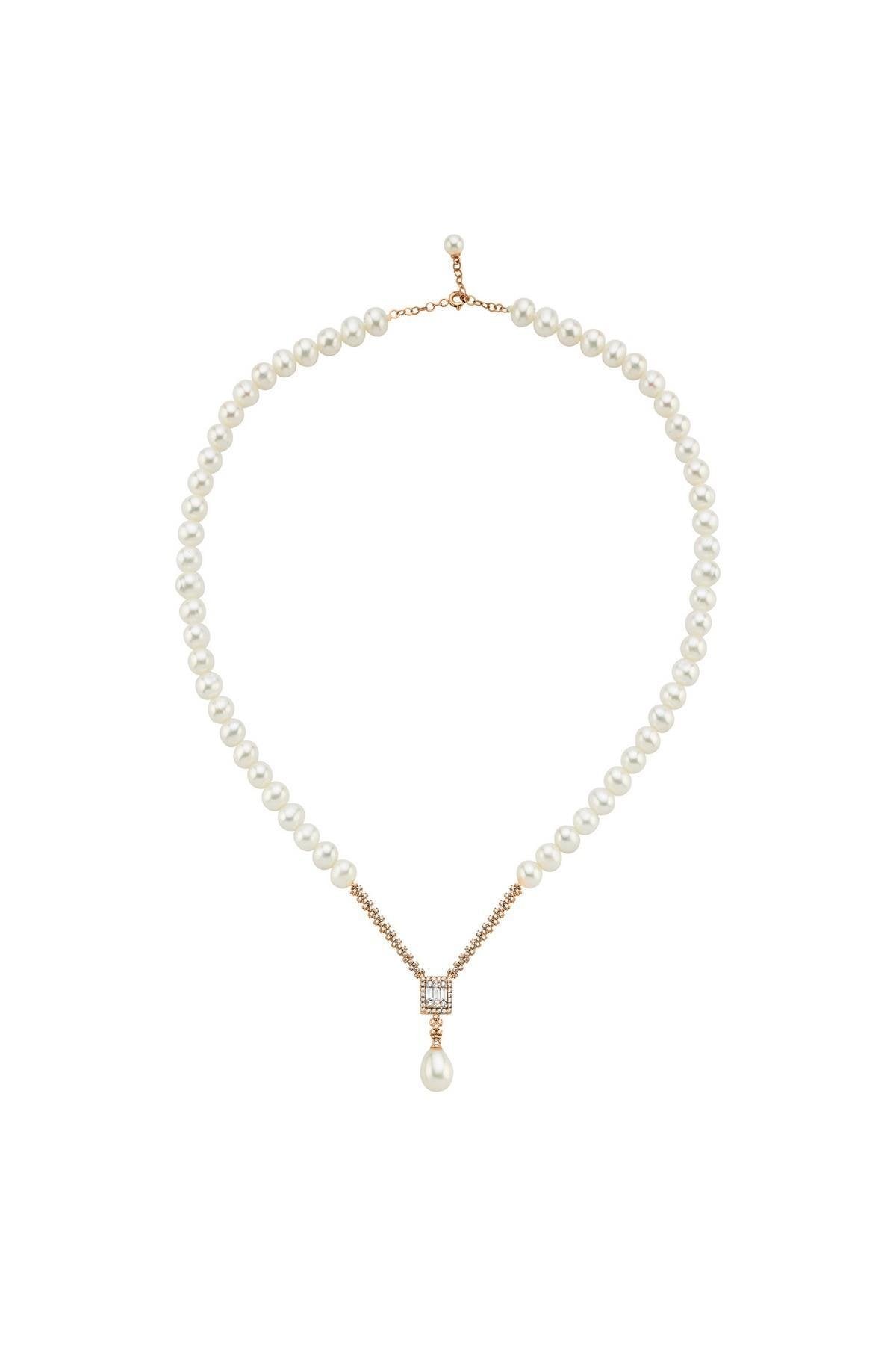 Baget Doğal İnci Sallantılı Kolye