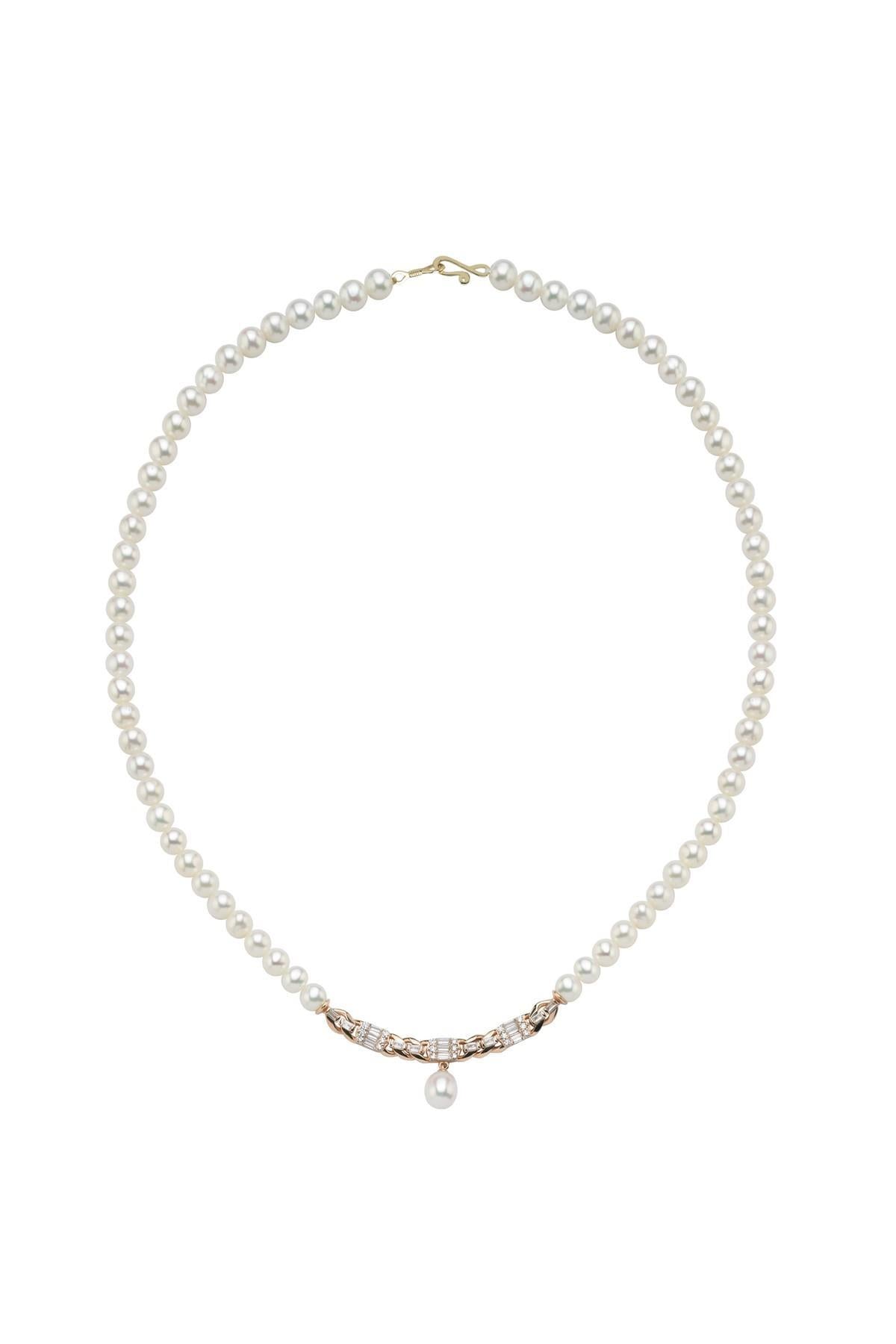 Baget Taşlı Doğal İnci Kolye