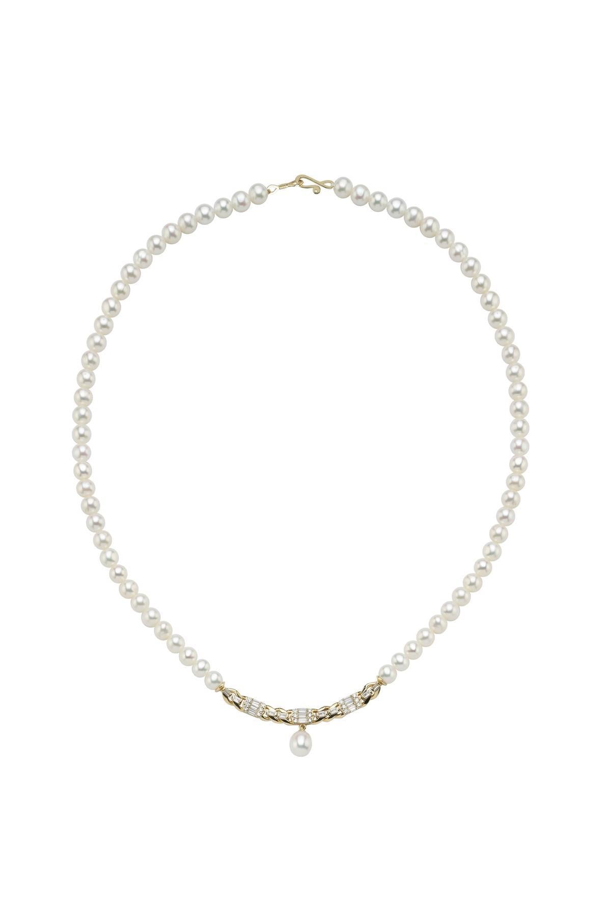 Baget Taşlı Doğal İnci Kolye