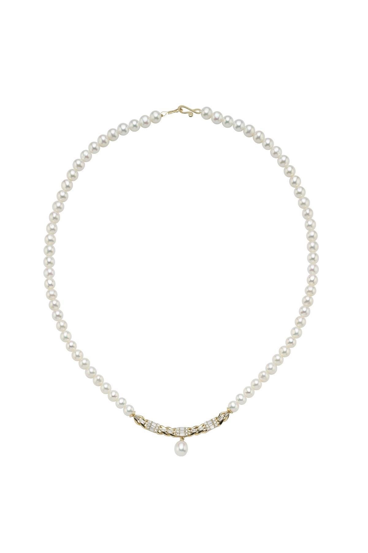 Baget Taşlı Doğal İnci Kolye