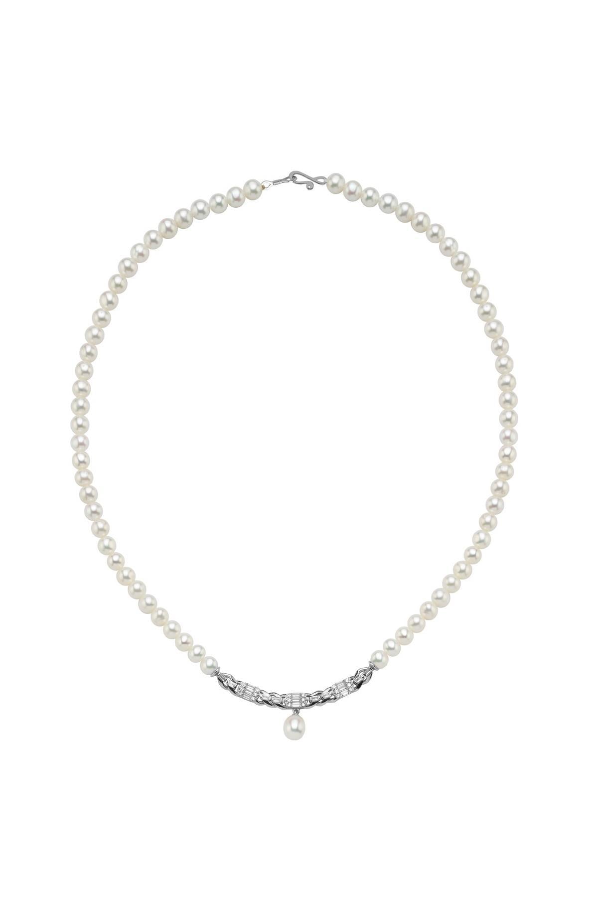 Baget Taşlı Doğal İnci Kolye