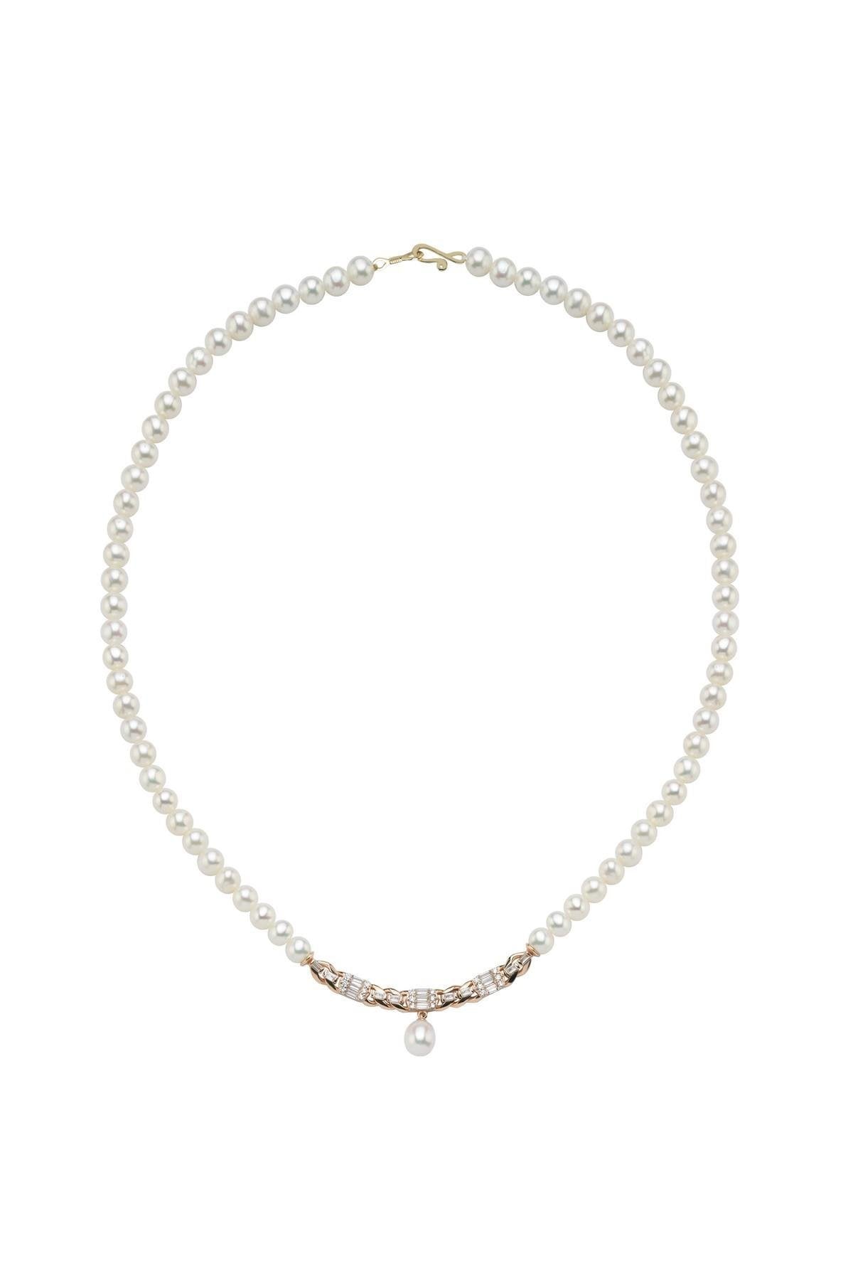 Baget Taşlı Doğal İnci Kolye