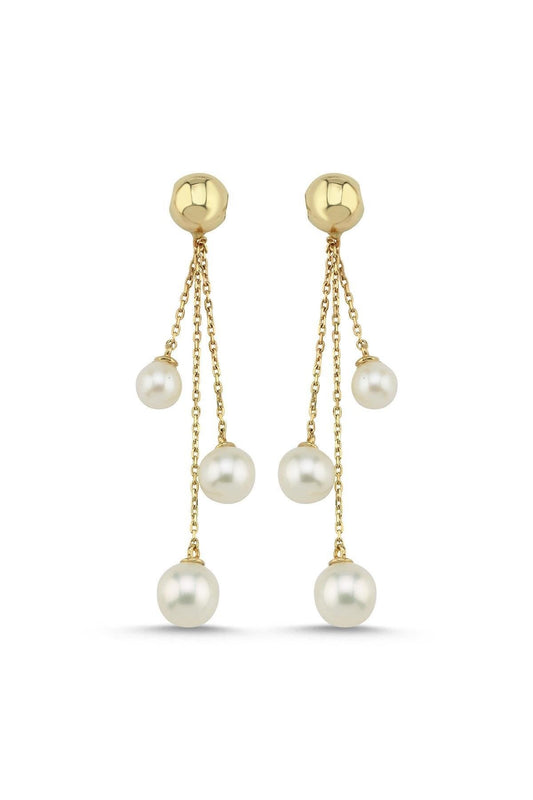 Büyük Halka Doğal İnci Sallantılı Küpe